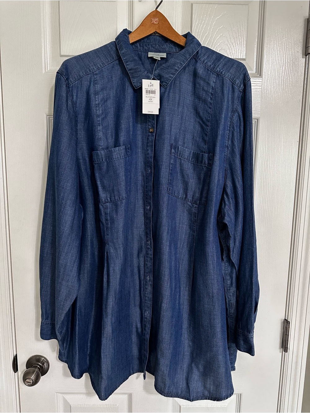 J. Jill Women’s Dark Blue Denim Button-Down Shirt - Long Sleeve